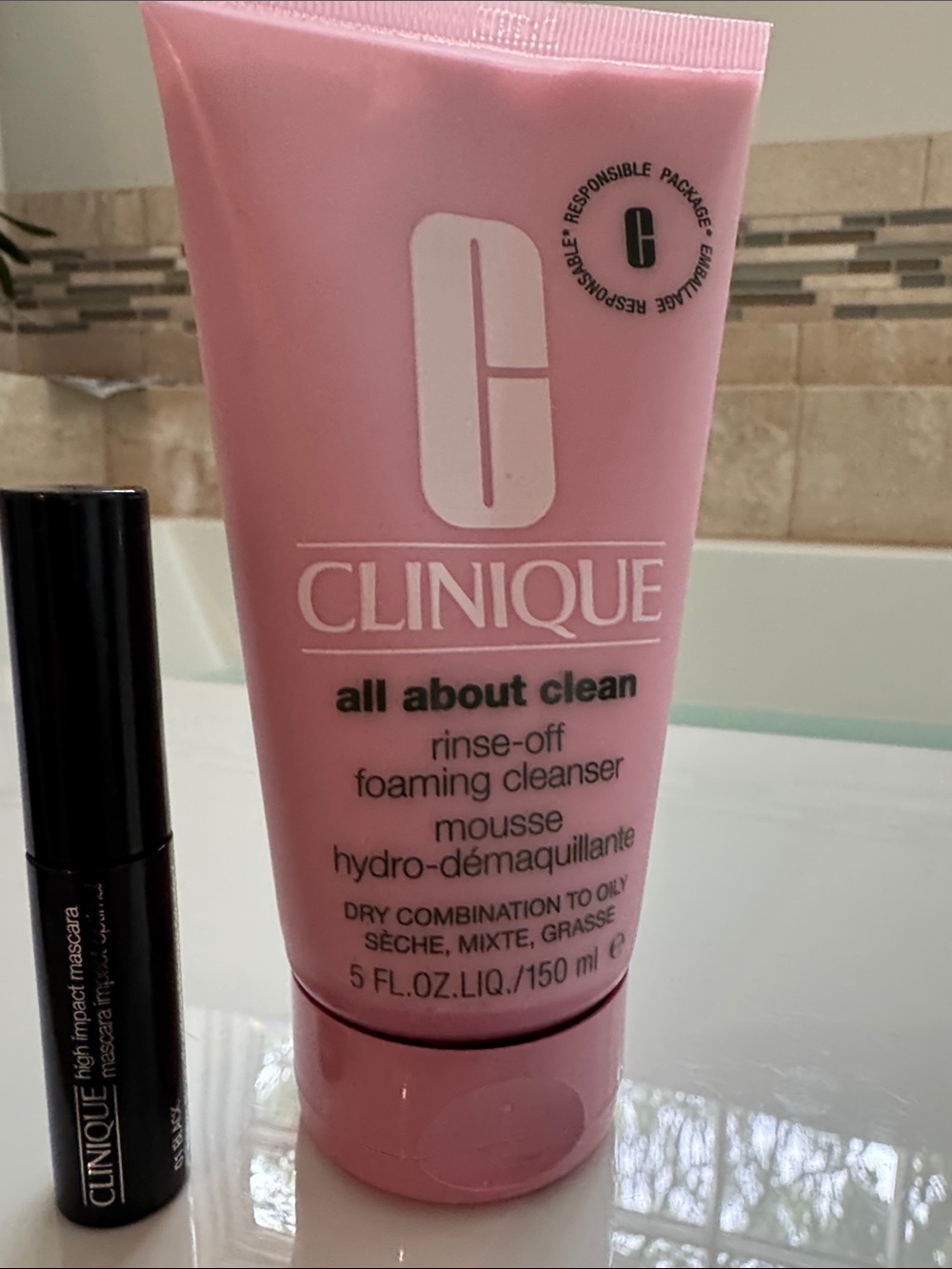 NEW! Clinique Pink All About Clean Rinse-Off Foaming Cleanser Tube